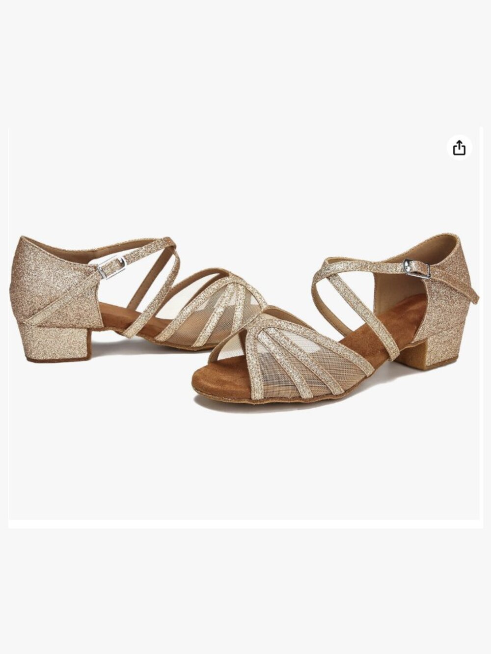 Low Heel Dance Shoes Sandals Women 1.5 Inch, size 8.5, gold